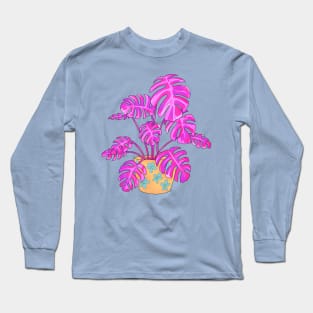 Funky Pink Monstera Long Sleeve T-Shirt